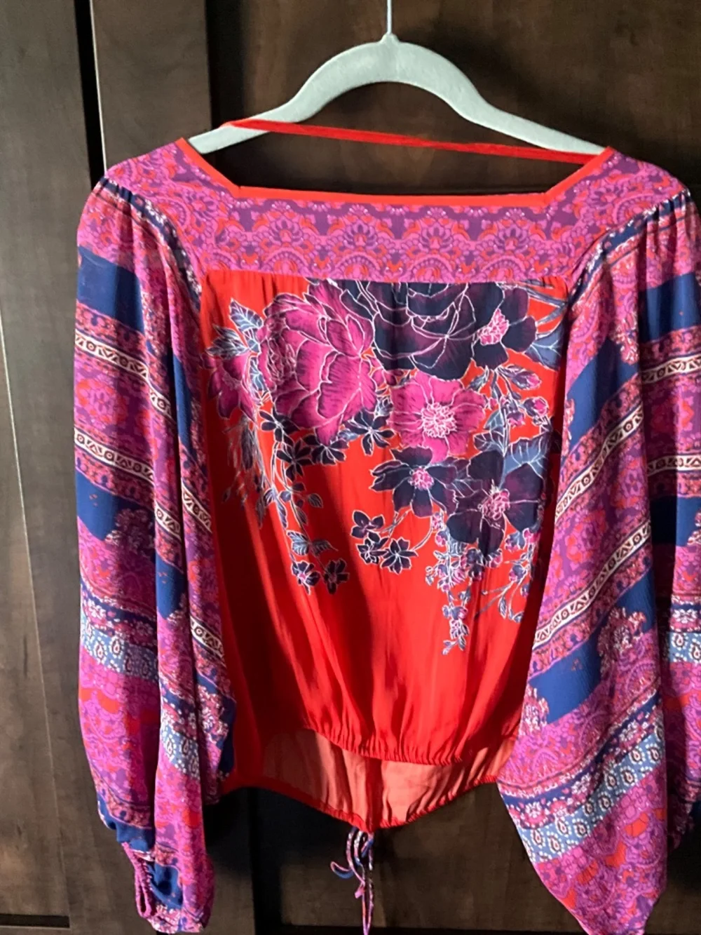 FREE PEOPLE Silk Mix Boho Top
